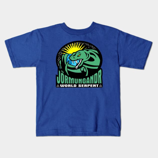 Jormungandr The World Serpent Kids T-Shirt by ikaszans